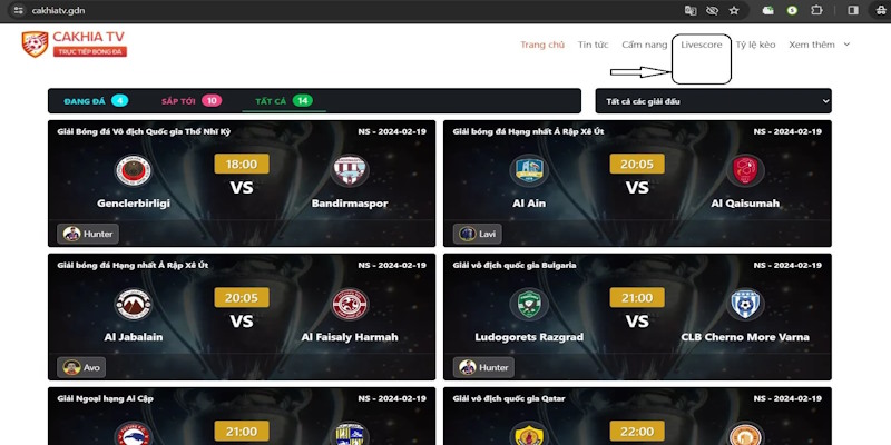 Hướng dẫn cách vào website cakhiatv xem tỷ số bóng đá